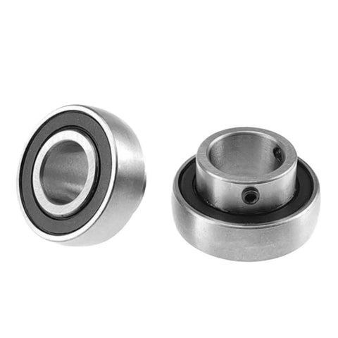 Two bearings from Pro Grade Insert Bearing Set SB201 SB202 SB203 SB204 SB205 SB206 Inch Size ID 17mm for machinery and DIY projects.