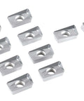 APKT160408-LH carbide inserts, 10-pack for aluminum machining; silver rectangular inserts with center hole