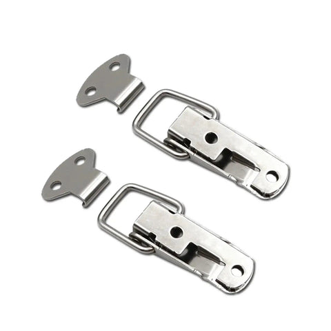 Heavy Duty Iron Toggle Hasp With Flat Beak Drawer Lock Box And Wooden Case Fixed Clasp Buckle, silver iron set