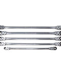 120 Tooth Ratcheting Wrench Set With Extra Long Flexible Design And 180 Degree Rotating Heads On Both Ends Spline Plus Gear Metric Sizes