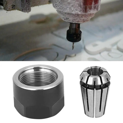 Premium ER11 Chuck Collet Set with High Clamping Nuts for CNC Milling and Engraving Machine with spring steel build and strong grip.