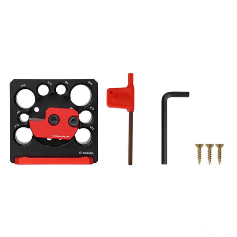 Heavy Duty Aluminum Adjustable Drill Dowel Jig With Carbide Cutter Bit For Sweet Round Profiles And Zero Hassle Woodshop Projects Quick Turn Knobs Covering Eight Through Twenty Millimeters, includes jig and accessories.