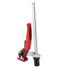 Heavy Duty Ratchet Hold Down Clamp For 20mm Dog Holes with chrome alloy steel build and guide rail for woodworking.