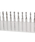 PCB Drill Bit Set For Tiny Holes 0.2mm To 3.175mm, Mini CNC Ready, Alloy Twist Bits, 10-Piece Kit in plastic holder