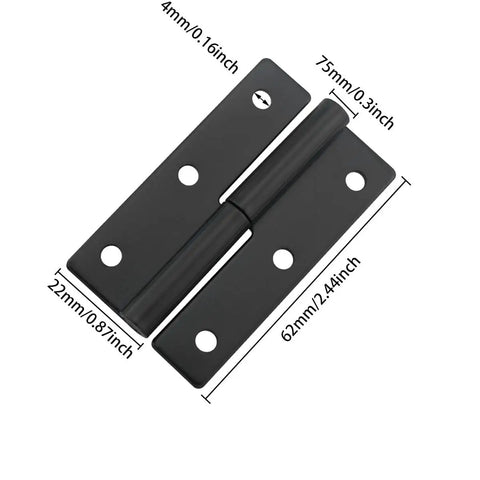 Beefy 2.5 Inch Black Lift Off Hinge Set For Left Handed Doors Mini 304 Stainless Steel With Screws Detachable Slip Joint Small Flag Rising Butt Hinges Hardware For Cabinets And Doors Heavy Duty Rust Resistant, black hinge with size markings