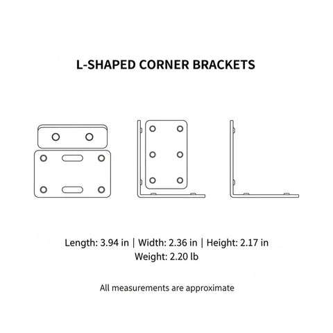 Diagram of Easy Install L Shaped Corner Brackets With Screws Iron Angle Supports For Quick DIY Furniture Repair And Shelf Reinforcement