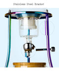 Craft Hella Smooth Cold Brew Coffee And Iced Tea With This No Sweat Dripper featuring a stainless steel bracket and glass components.