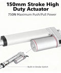 Heavy Duty 150mm Stroke Linear Actuator 24V 750N Quiet Operation For Medical Beds Industrial Lifting Remote Control Machinery With Permanent Magnet Motor