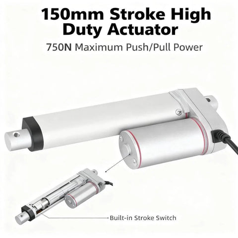 Heavy Duty 150mm Stroke Linear Actuator 24V 750N Quiet Operation For Medical Beds Industrial Lifting Remote Control Machinery With Permanent Magnet Motor