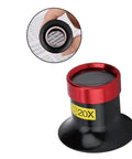 20X Watchmaker Loupe Magnifier for Pro Grade Precision shown with red ring and glass lens for detailed inspections.
