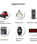 Applications of Top Shelf LR936 Alkaline Button Cell Batteries including electronic devices like toys, watches, remotes, and timers.