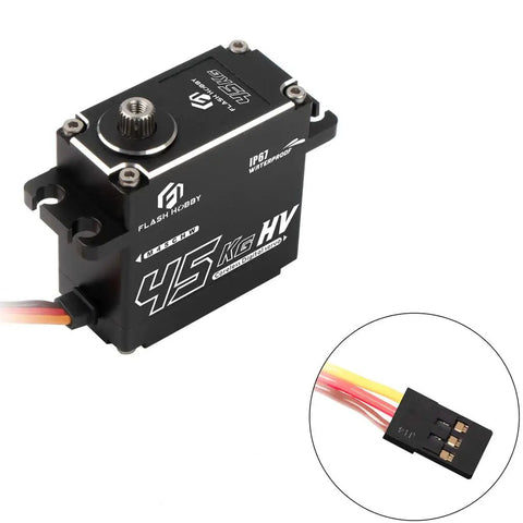 Heavy Duty Waterproof Coreless RC Servo 45Kg Torque 0.11 To 0.12 Seconds At 8.4V Digital Servo With Aluminum Case 180 Degree Sweep