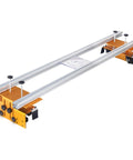 Slab Flattening Router Sled, 58 Inch Adjustable Planing Jig For Woodworking, pro-grade leveling tool in orange and aluminum.