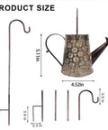 Product size diagram for Solar Powered Watering Can Lantern With LED Lights For Garden Decor Waterproof Outdoor Glow Light Accent Lit Backyard Vibe Easy Setup Solar Garden Ornament