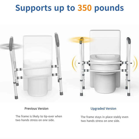 Heavy Duty Toilet Safety Rails For Seniors Standalone Grab Bars With Adjustable Height And Width Easy Install Supports Up To 350 Lbs