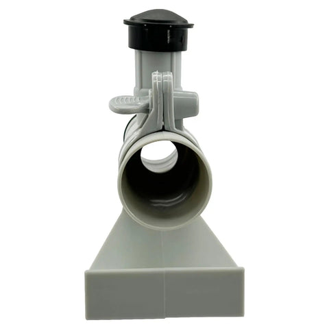 Front view of the Pool Air Jet Valve Kit With Pipe Holder And Cap Replacement For Above Ground Pools, durable plastic body.