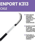 Heavy Duty Harvest Sickle With Carbon Steel Blade And Aluminum Handle, shown with black rubber grip for leverage.