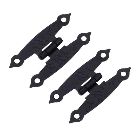 Rotating Concealed Cabinet Hinges Set 10 Pieces H Type Door Fittings shown in black with decorative details