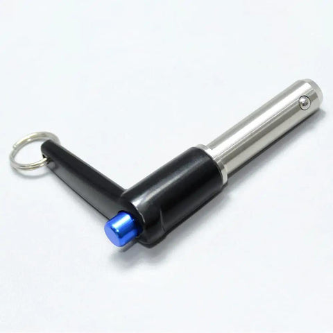Durable Marine Grade Stainless Steel Ball Lock Pins With Quick Release Button For Easy Indexing, 9/16 inch diameter and 3 inch length.