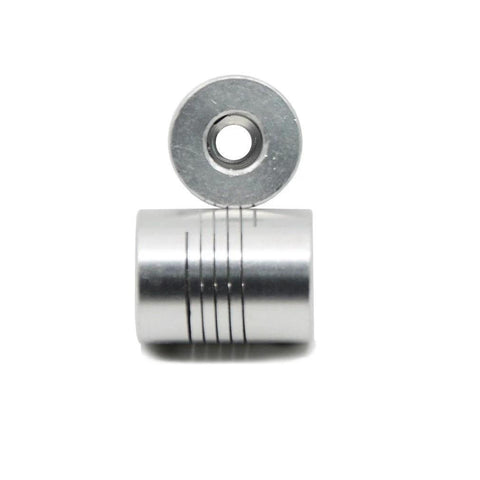 ReliaBot 2pc metal flexible couplings, 5–8 mm bore, silver finish for NEMA 17 shaft and T8 lead screw