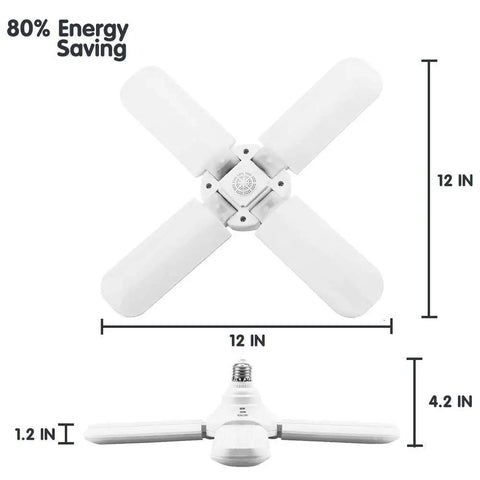Four-Panel Deformable LED Garage Light 60W 6000LM High Bay Shop Light With Adjustable Panels 6500K Daylight E26 E27 Base Beast Bright Utility Ceiling Light For Garage Workshop Shed