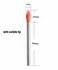 Drill bit, front view, 6mm cemented carbide masonry bit with orange tip, 55mm long