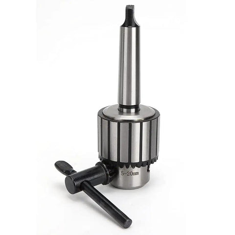 Heavy Duty 40 Steel Drill Chuck With MTA3 B22 Handle Boasts Massive 5 To 20mm Clamping Range, ideal for industrial drilling.