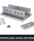 Beefed Up 15 Series 3 Slot Mount Aluminum Linear Bearing With Double Flange And Brake Holes for 1.5 Inch Extrusion shown with accessories