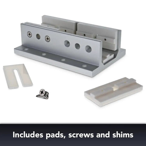 Beefed Up 15 Series 3 Slot Mount Aluminum Linear Bearing With Double Flange And Brake Holes for 1.5 Inch Extrusion shown with accessories