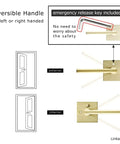 Gold Privacy Door Lever Handle for Interior Bedroom and Bathroom, Keyless Push Button Lock diagram with emergency release key