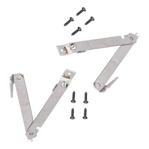 Stainless Steel Lid Support Hinges 2 Pack Folding Lift Up Stay for wooden boxes cabinets and furniture repair with screws