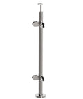 Glass Stair Railing Post System With Stainless Steel 304 Construction, Glass Clip And Rubber Mounts, 110cm tall silver post side view