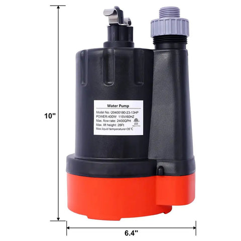 Badass Submersible Sump Pump Delivering Rock Solid 2500 GPH Flow For Basement Flood Clearing And Backyard Pool Drains Constructed From Rugged Thermoplastic Material With 10 Ft Cord, showing size and design.
