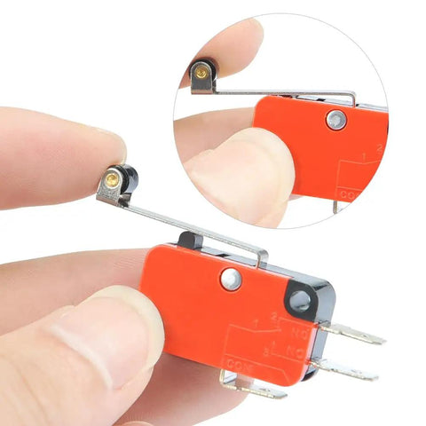 Six Pack V 156 1C25 Micro Limit Switches With Hinge Roller Momentary SPDT Snap Action 1NO 1NC Long Roller Lever close-up