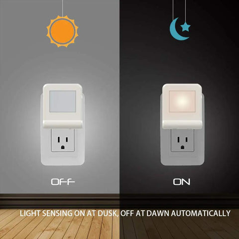 Plug In Led Night Light With Smart Dusk To Dawn Sensor Multi Color Changeable Night Lights in on and off states