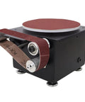 Mini Belt Sander Knife Sharpener 7 Speed Electric Grinder With Sanding Disc Forward Reverse Control Bench Polisher For Knife Making Woodworking Metal And Jewelry DIY Crafts, showing a compact design.