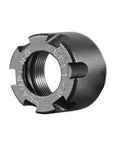 Heavy Duty Chuck Collet Nut For Lathe Mill CNC Tool Holder ER8 ER11 ER16 Black Steel 40CrMnTi close-up view.