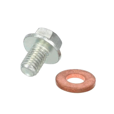 Grab This Slick Magnetic Oil Drain Kit For Your 139QMB or GY5 Q139 Scooter! Fits Perfectly On 50cc And 150cc Engines To Catch Gunk And Keep Your Oil Flawless While You Ride Tough All Day Long Without Issues Or Breakdowns On The Road. silver drain bolt with copper washer