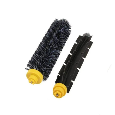 Bristle and rubber brushes from All In One Replacement Kit For Roomba 600 610 620 650 Series Vacuums With 3 Filters, Side Brush, And 1 Bristle Brush Easy Upgrade To Restore Suction And Clean Like New