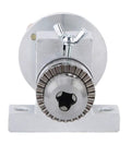 Badass Live Revolving Center With Adjustable Wrench For Mini Lathe Machines front view showing metal build and adjustable components.