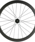 Front view of Carbon Fiber Disc Brake Wheelset 700C Clincher Tubeless Ready 45mm Deep 25mm Wide UD Matte Finish Six Bolt Hub