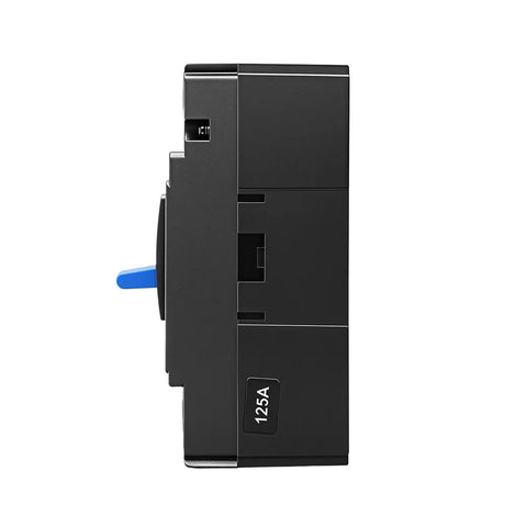 Moulded Case Circuit Breaker Workhorse With Overload Protection And Quick Short Circuit Cutoff Keeps Your Electrical Load Safe And Running Smooth Heavy Duty Industrial Grade Breaker Ready For Real World Use, 125A side view