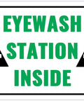 Heavy Duty 8X12 Inch Tin Metal Sign Eyewash Station Inside Safety Warning Plaque for garage or workshop use.