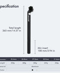 Lightweight Aluminum Bike Seatpost For MTB Road And Gravel Bikes No Brainer Upgrade Fits 25.4Mm To 31.6Mm 305 To 340G