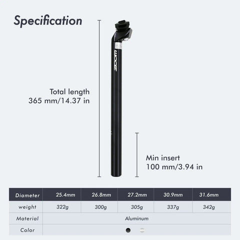 Lightweight Aluminum Bike Seatpost For MTB Road And Gravel Bikes No Brainer Upgrade Fits 25.4Mm To 31.6Mm 305 To 340G