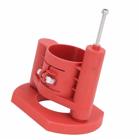 Precision Woodworking Router Lift Base With 46Mm Adjustable Height features a red ABS housing designed for secure motor fit.