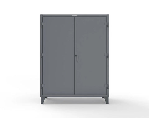 Heavy Duty Industrial Storage Cabinet, 60 Inch Wide By 24 Inch Deep By 78 Tall, 12 Gauge Steel, Dark Gray, front view with double doors.