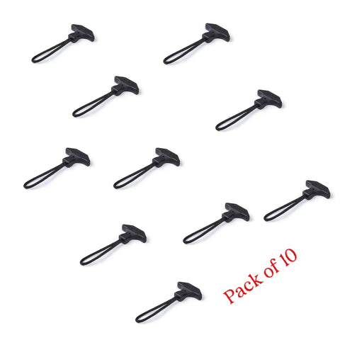 Image of Built-To-Last T-Shape Zipper Pulls With Eco-Friendly TPU Cord Handle And Durable Nylon, Non-Slip Grip For Cold Weather, Black, 10-Pack