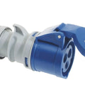 Blue Cee Industrial Power Connector 32 Amp 230 Volt Weatherproof Plug 3 Pole 6 Hole IP44 Rating with protective cap