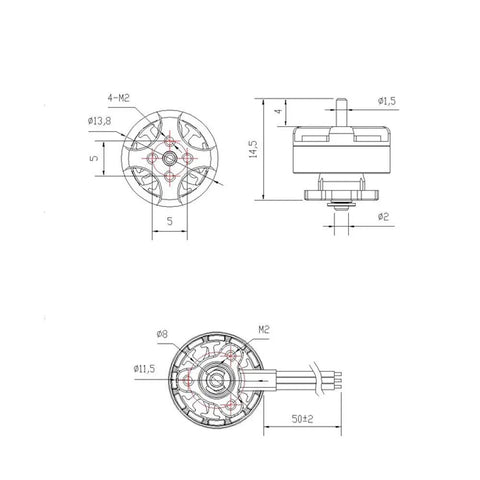Technical drawing of TH1103 7000KV Brushless Drone Motor For 1to2S Tinyhawk Freestyle 115mm Racing Drones Upgrade High Performance Micro Motor